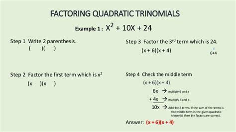 factoring quadratic trinomials