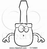 Screwdriver Surprised Mascot Clipart Cartoon Cory Thoman Outlined Coloring Vector sketch template