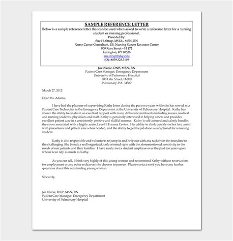 professional reference letter format  sample letters