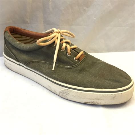 gh bass sneakers canvas mens size   olive lace  casual boat shoes casual