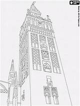 Giralda Sevilla La Coloring Spain Pages Cathedral Seville Almohad Mosque Para Colorear Dibujos Monumentos Colouring Minaret Monument Eid Monuments Landmarks sketch template