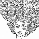 Coloring Hair Pages Curly Girl Crazy Getcolorings Flynn Rapunzel sketch template