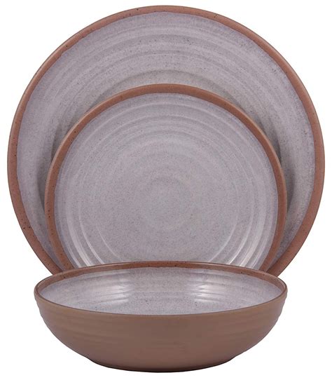 melange  piece melamine dinnerware set clay collection shatter