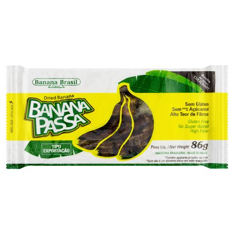 Banana Passa Sem Adição De Açúcar Brasil 86g Doce Mercearia