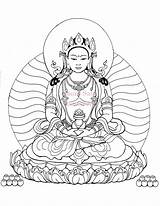 Coloring Buddha Amitayus Downloadable Buddhism sketch template