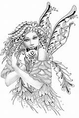 Grayscale Getcolorings Mythical Fairies Tangles Foxie Norma Burnell Bestcoloringpagesforkids Intricate Elfe sketch template