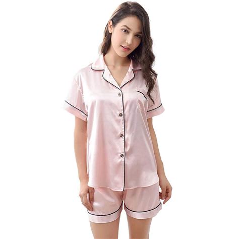 womens satin pajamas sleepwear set short  long button  pj set walmartcom