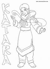Avatar Airbender Last Coloring Katara Water Bender Pages Color Print sketch template
