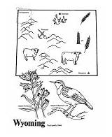 Wyoming States State Coloring Pages Printables Usa List Outline sketch template