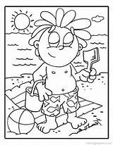 Coloring Pages Beach Sunscreen Scene Popular Getcolorings sketch template