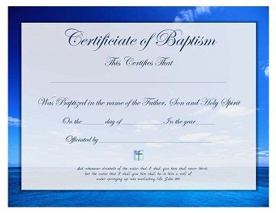 printable baptism certificate template water baptism baby