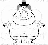 Sumo Wrestler Cartoon Chubby Clipart Outlined Coloring Vector Thoman Cory Royalty sketch template