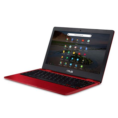 asus chromebook laptop  red  intel celeron gb flash storage