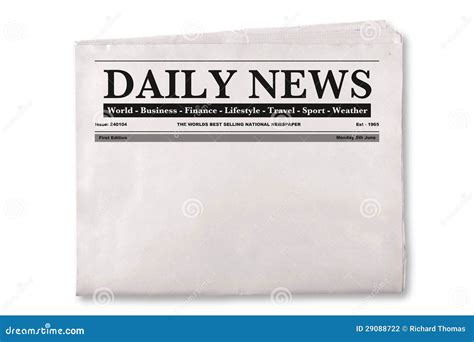 blank daily newspaper stock photo image  broadsheet