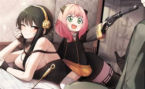 wallpaper anime girls yor forger spy  family anya forger gun girls  guns
