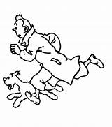Tintin Coloring Pages Milou Running Kids Dog Printable Cartoon Snowy His Adventures Gif Supercoloring sketch template