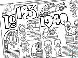 Coloring Decades 1940s sketch template