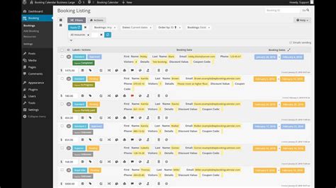 booking calendar booking admin panel booking listing page youtube