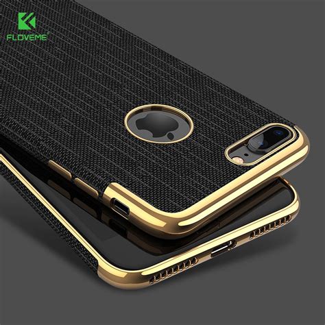 Floveme Luxury Plating Soft Cases For Iphone 7 7 Plus Gold Black Thin
