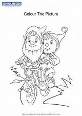 Noddy Worksheet Cycling Ears Toyland Detective Coloring Pages Big Schoolmykids Craft sketch template
