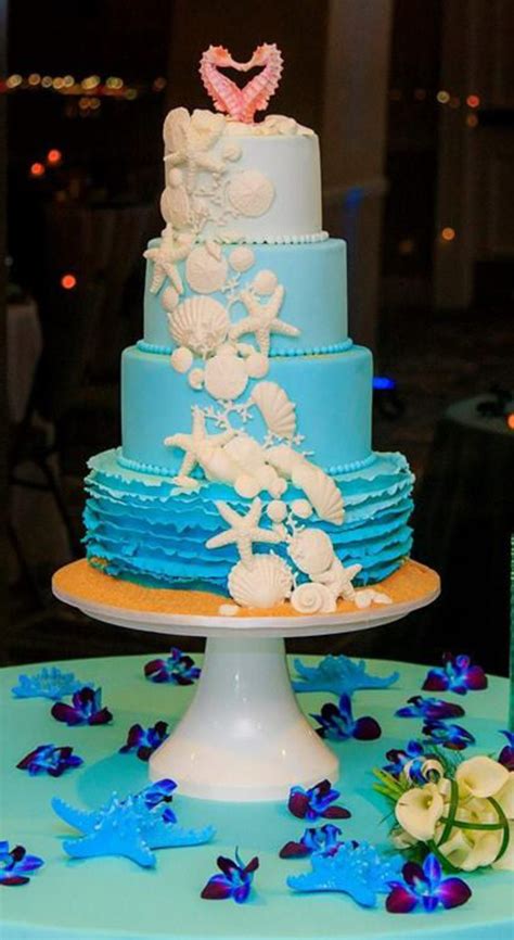 ombre beach themed wedding cake cakecentralcom