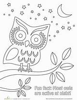 Coloring Pages Owl Night Kids Sheets Worksheets Education Time Origami Creature Jewelry Nighttime Printable Books Color Workbook Kirigami Preschool Getcolorings sketch template