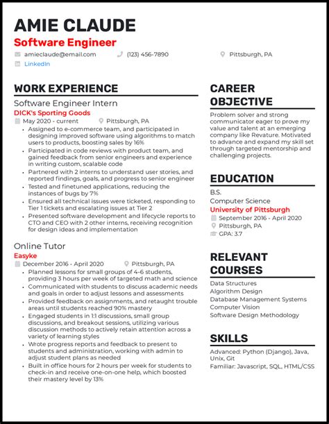 resume  entry level software engineer georgeborden blog