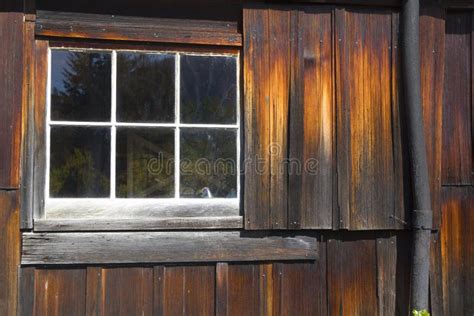 rustic cabin wall  window stock image image  window stain
