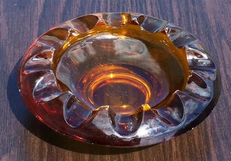 Vintage Mid Century Amber Glass Ashtray 2190 Amber Glass Ashtray
