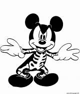 Mickey Halloween Mouse Coloring Skeleton Disney Pages Printable Print Color Baby Pluto sketch template