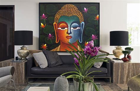awesome large buddha wall painting  living room wall decor  inspiring images  buddhist