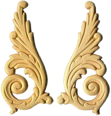 birch wood applique pair feathered upsweeps