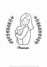 Maman Calin Coloriages Mères Meres Fête Câlin sketch template