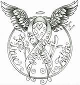 Ribbon Drawings Cancer Drawing Pink Tattoo Awareness Cross Heart Tattoos Angel Ribbons Clipart Work Coloring Denise Wells Library Designs Cliparts sketch template