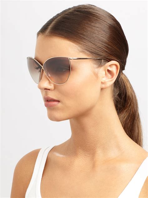 Lyst Tom Ford Evelyn 66mm Cat S Eye Sunglasses Gold In Metallic