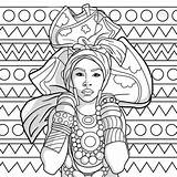 Africana Africanas Colorare Africano Negras Africane Estampas Mandalas Dipinti sketch template