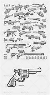 Gun Drawing Sketch Guns Pistol Icons Drawings Reference Desenhos Draw Sketches Graphicriver Weapons Desenho Weapon Desenhar Como Machine Tutoriais Armas sketch template