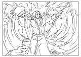 Coloring Parting Moses sketch template