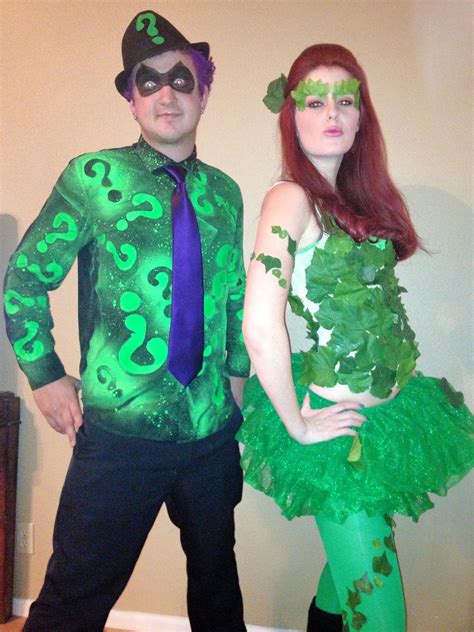 completely homemade poison ivy costume and the riddler in