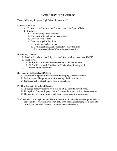 term paper outline format   term paper format