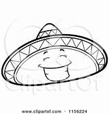 Sombrero Hat Clipart Coloring Smiling Character Happy Outlined Cartoon Vector Regarding Notes sketch template
