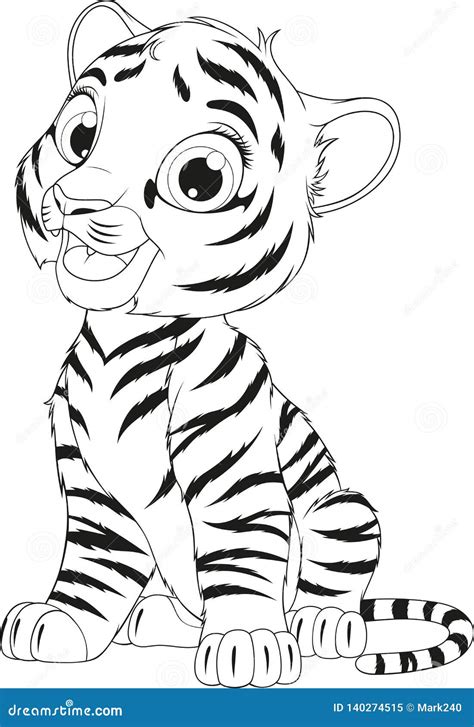 funny cute tiger cub stock vector illustration  mammal