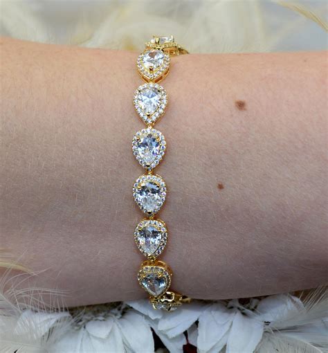 gold wedding bracelet gold bridesmaid bracelet party bracelet womens bridal bracelet crystal