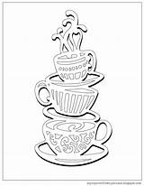 Coloring Cup Coffee Pages Tea Overflows Cups Stack Color Printable Getcolorings sketch template