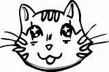Coloring Cat Face Manga Wecoloringpage sketch template