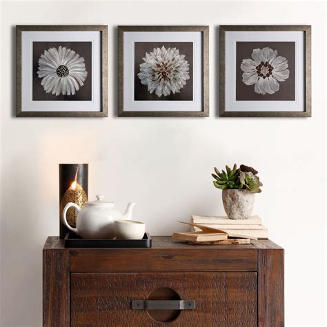 embroidered flower framed wall art    home