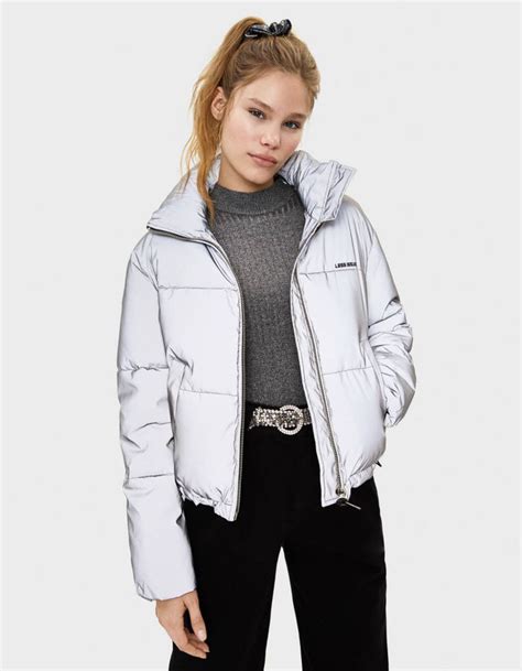 reflective puffer jacket  bershka united kingdom kadin ceketleri kadin modasi kadin