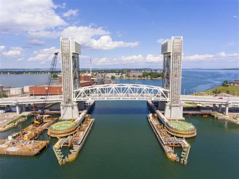 fore river bridge  quincy massachusetts usa stock photo image  history aerial