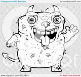 Devil Ugly Waving Outlined Coloring Clipart Vector Cartoon Cory Thoman sketch template