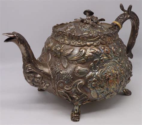 silver early  century english silver teapot